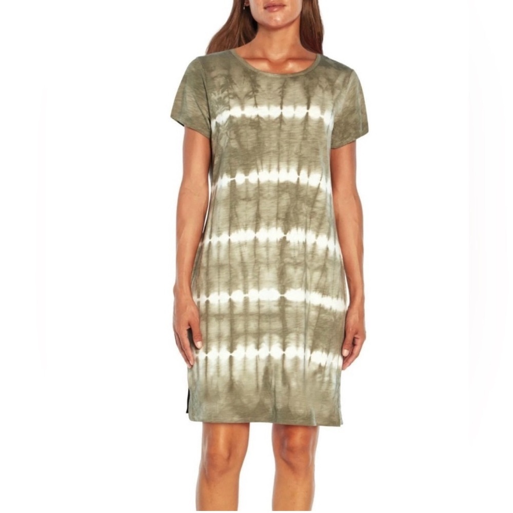 Gap Boho T-Shirt Dress Tie Dye, Size Small. Green off-white soft short sleeved